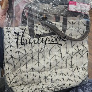 Thirty-One Black and Cream Tote Bag